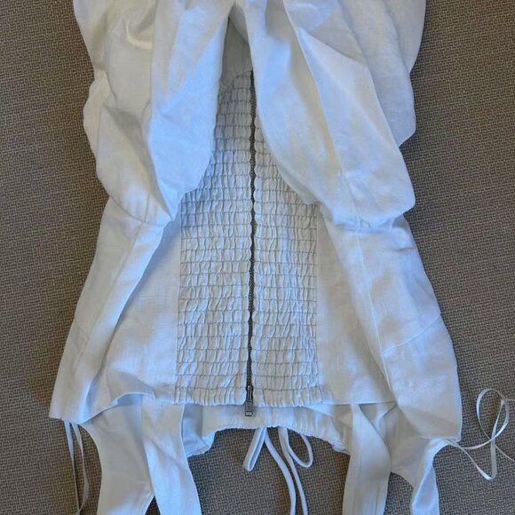 BEST Reformation Balia Linen Midi Dress Sz0 White Linen Bow Sleeveless Classic - Picture 8 of 10